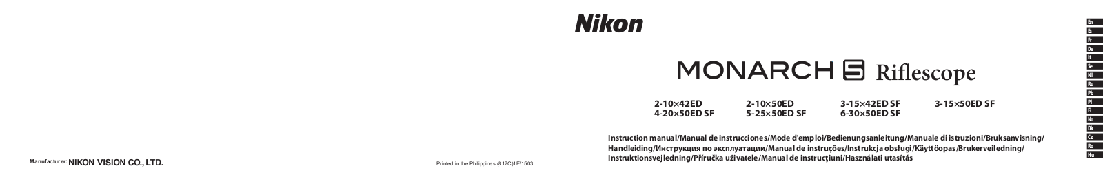 Nikon MONARCH 5 Riflescope Instructions for use