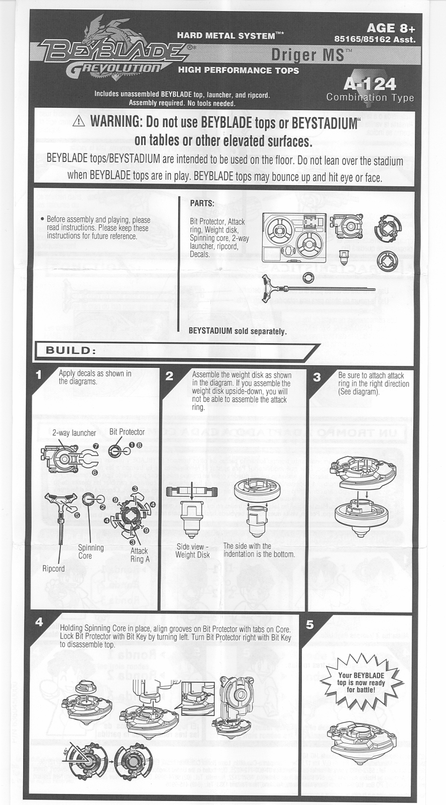 HASBRO Beyblade Grevolution Driger MS A124 User Manual