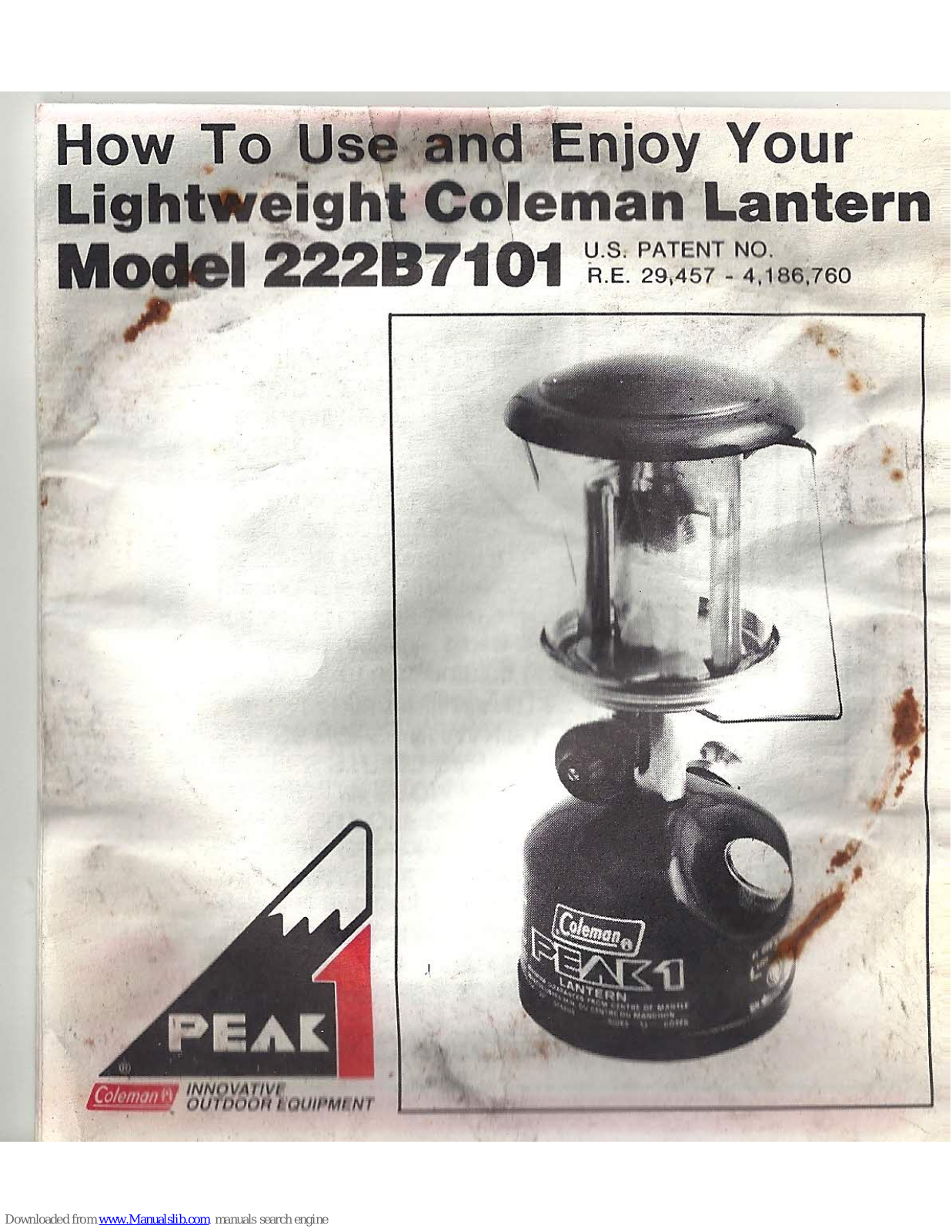 Coleman 222B7101 User Instruction