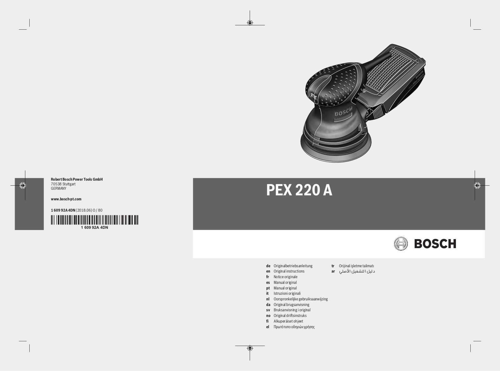 Bosch PEX 220 A User manual