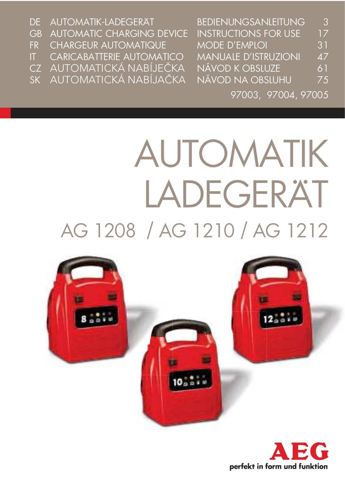 AEG Ag 1208, Ag 1210, Ag 1212 User guide