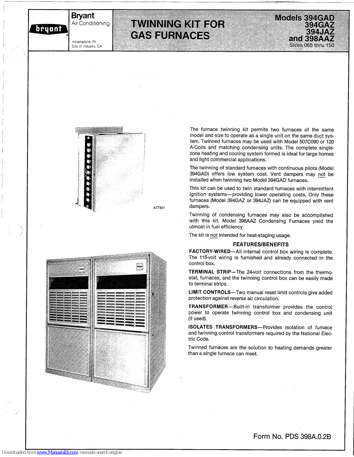 Bryant 394GAZ, 394JAZ, 394AAZ Specifications