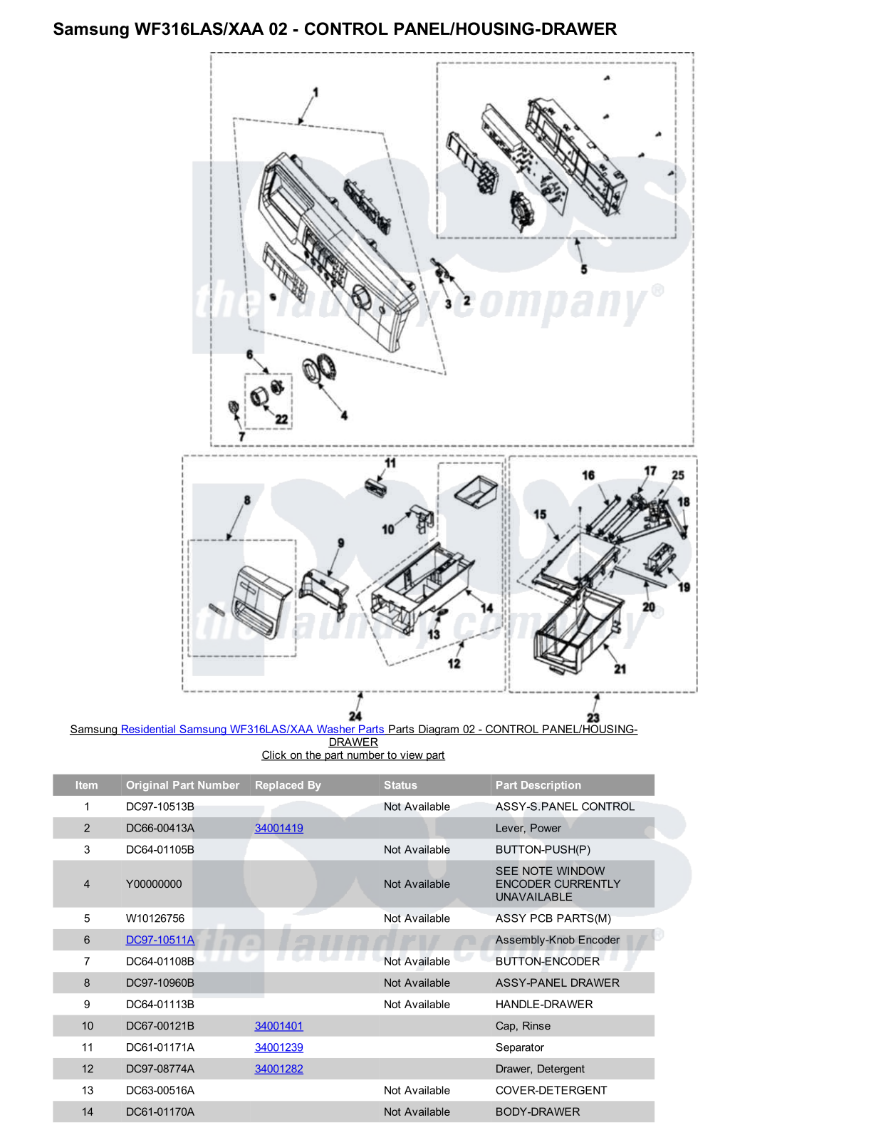 Samsung WF316LAS/XAA Parts Diagram