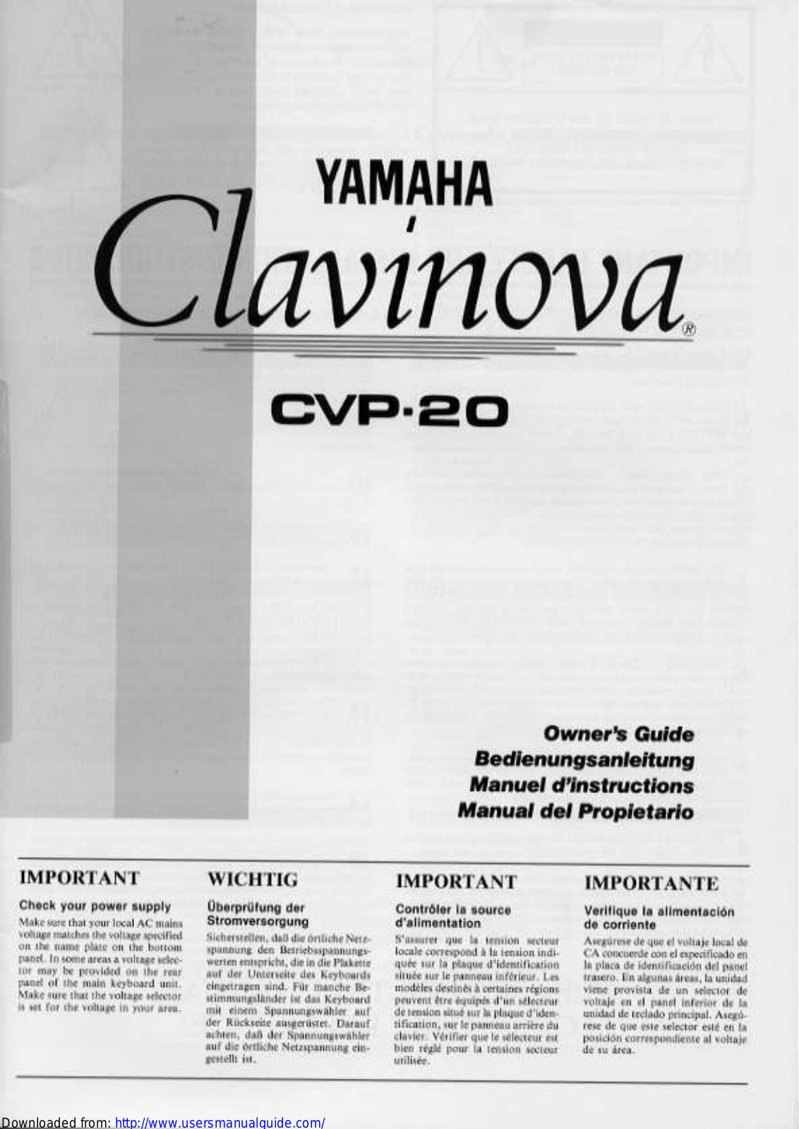 Yamaha Audio CVP-20 User Manual