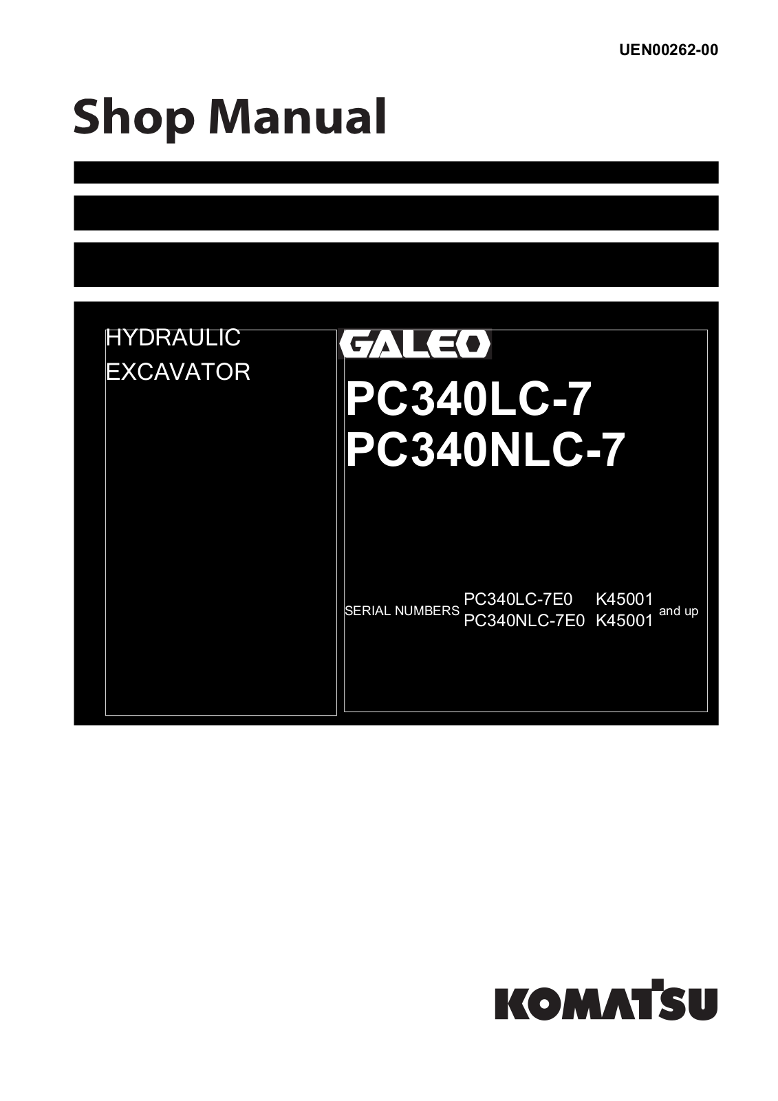 Komatsu PC340LC-7, PC340NLC-7 User Manual