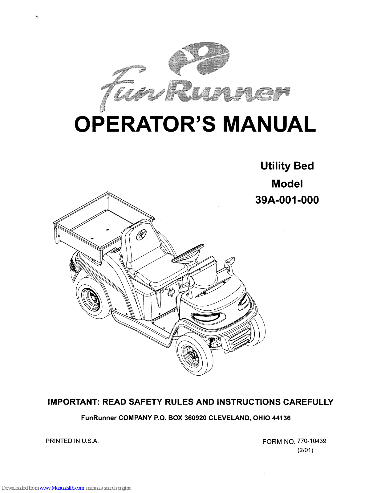 FunRunner 39A-001-000 Operator's Manual - ManualMachine.com