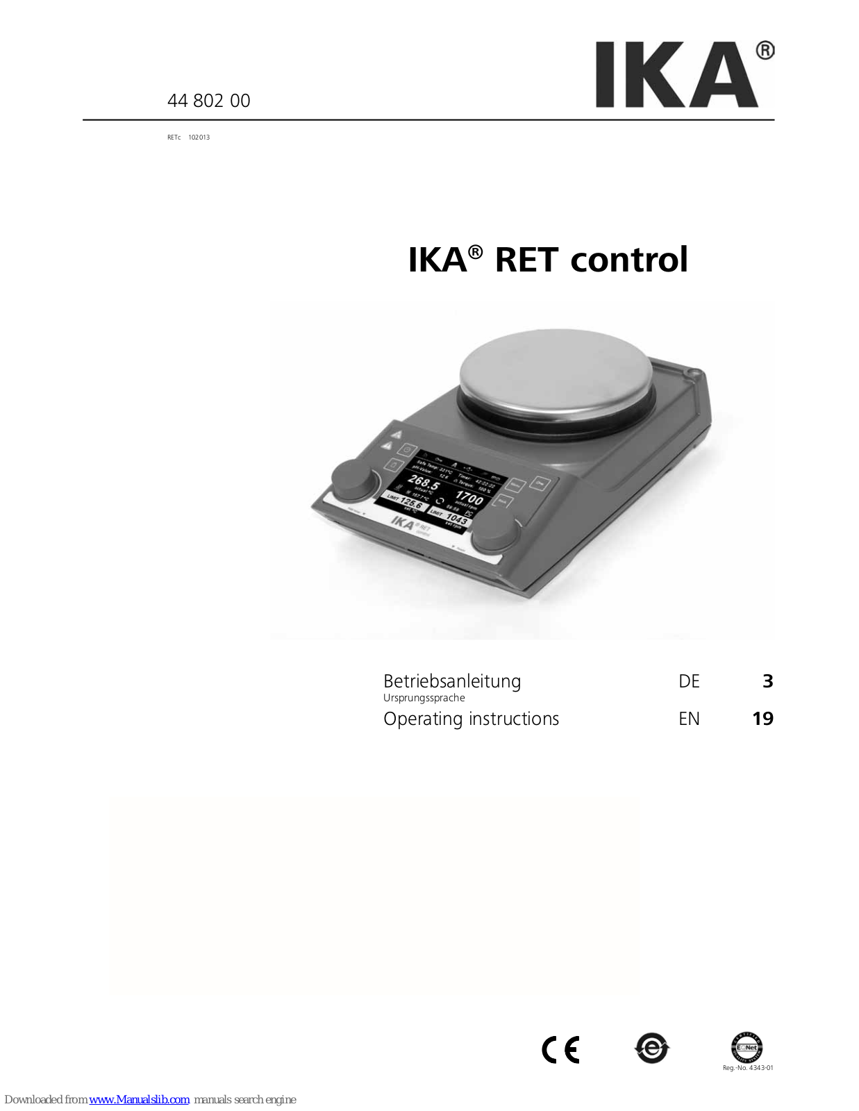 IKA RET control Operating Instructions Manual