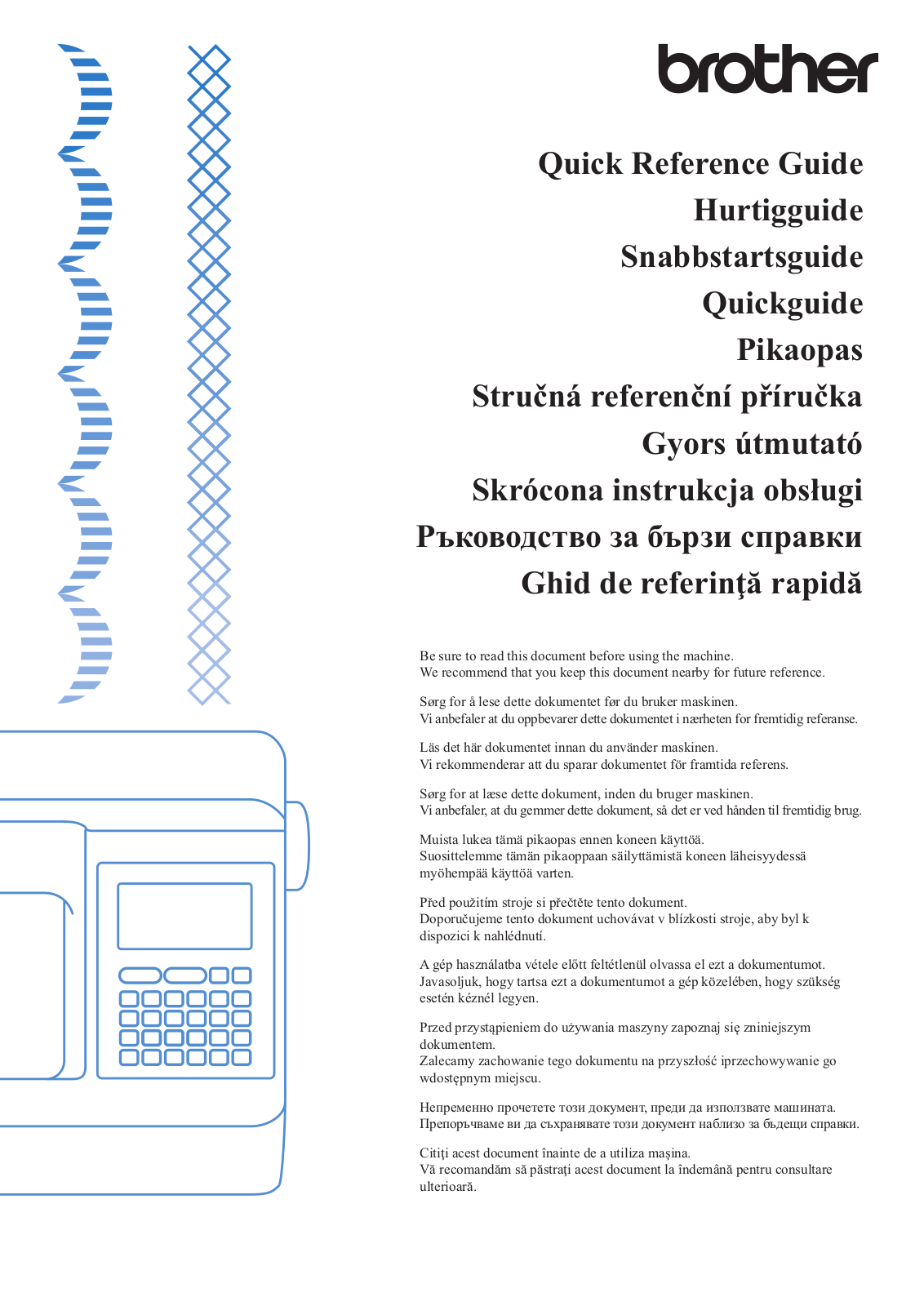 Brother Innov-is F400 Quick Reference