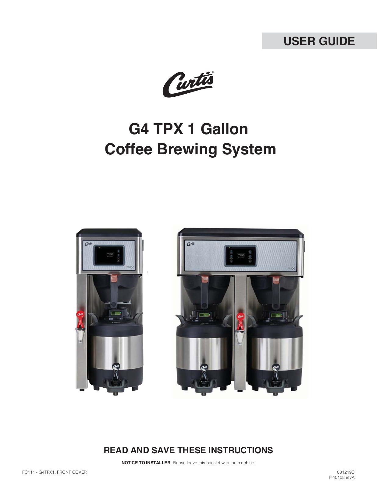 Curtis G4 TPX 1, G4 User Manual