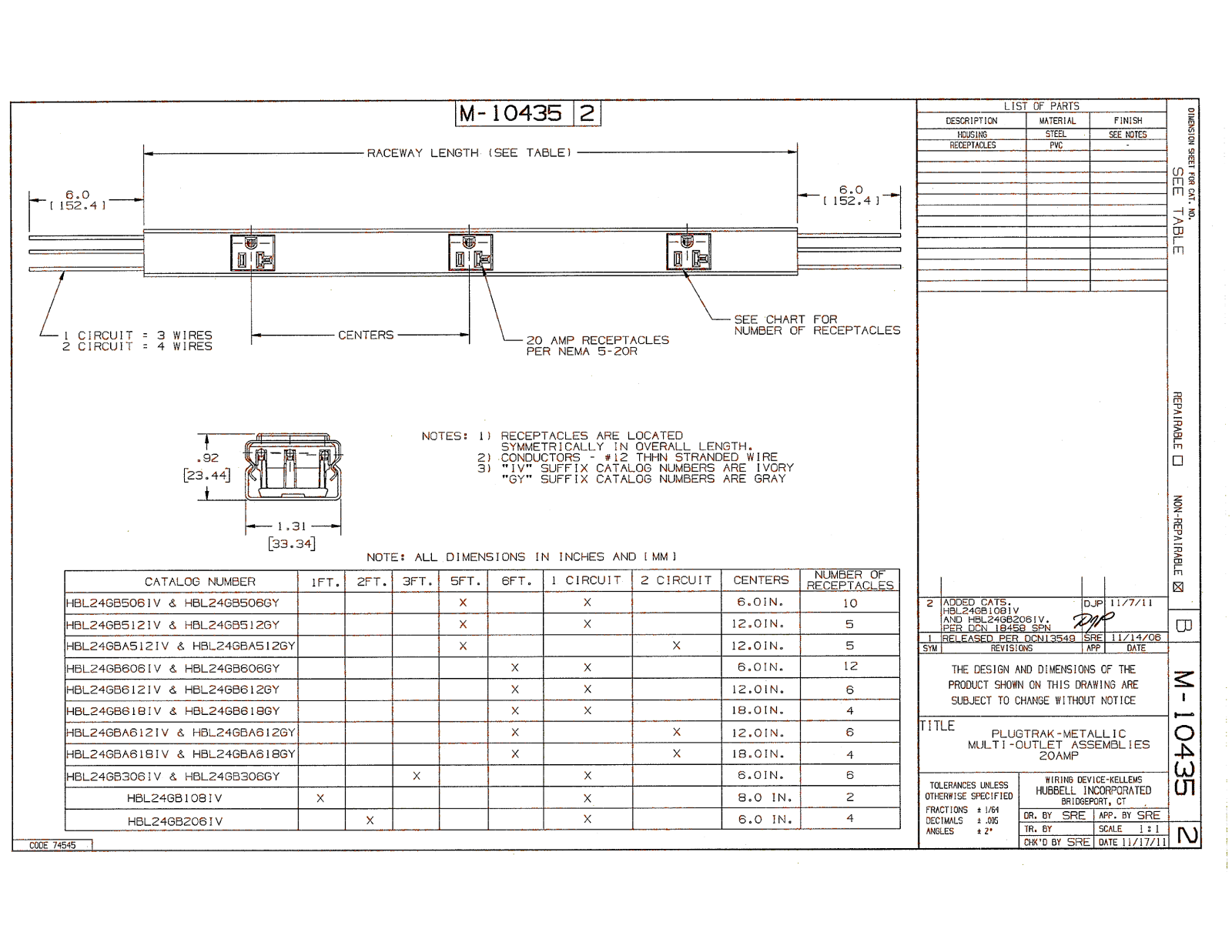 Hubbell HBL24GB Reference Drawing