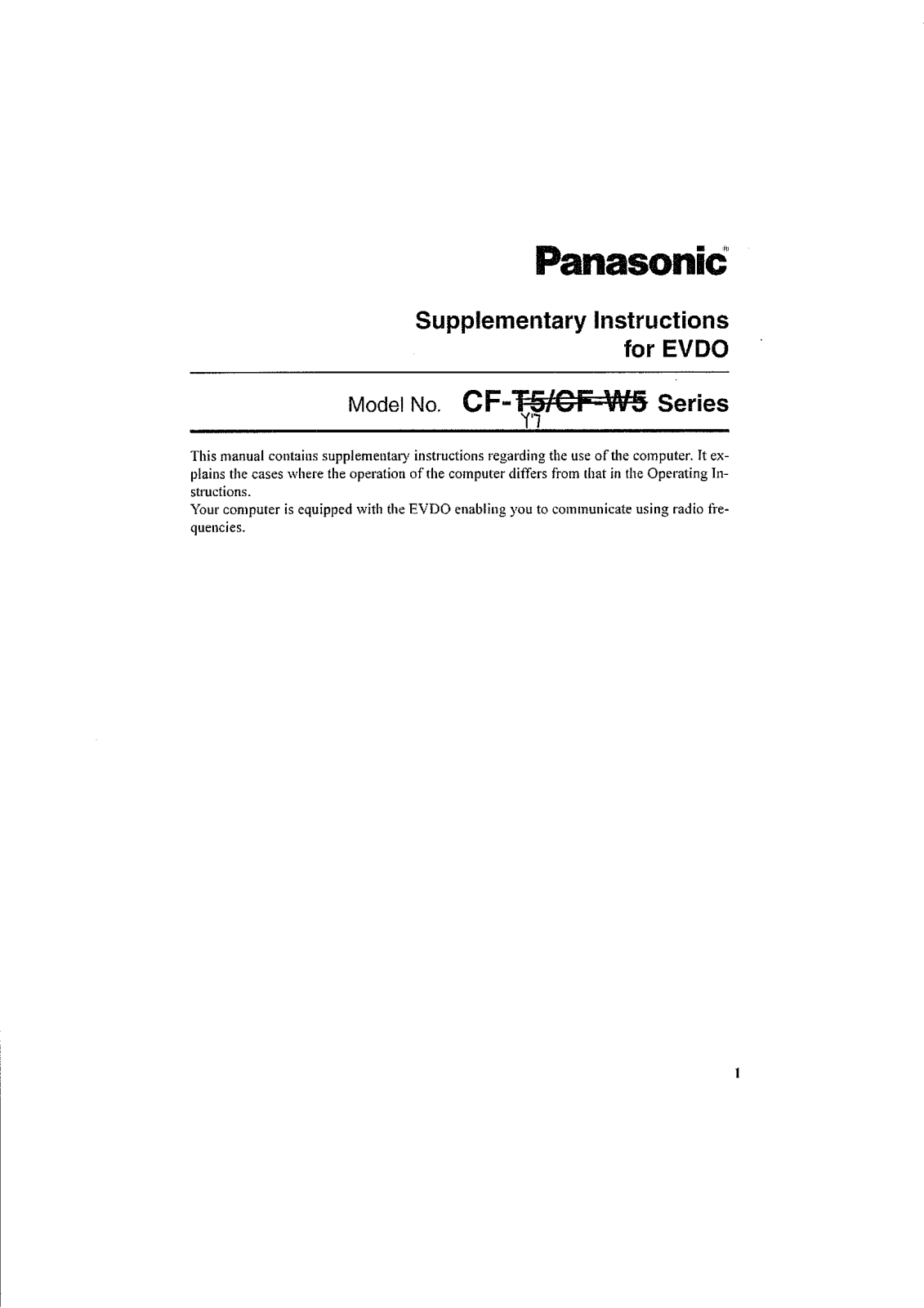 Panasonic 9TGCF-Y71 User Manual