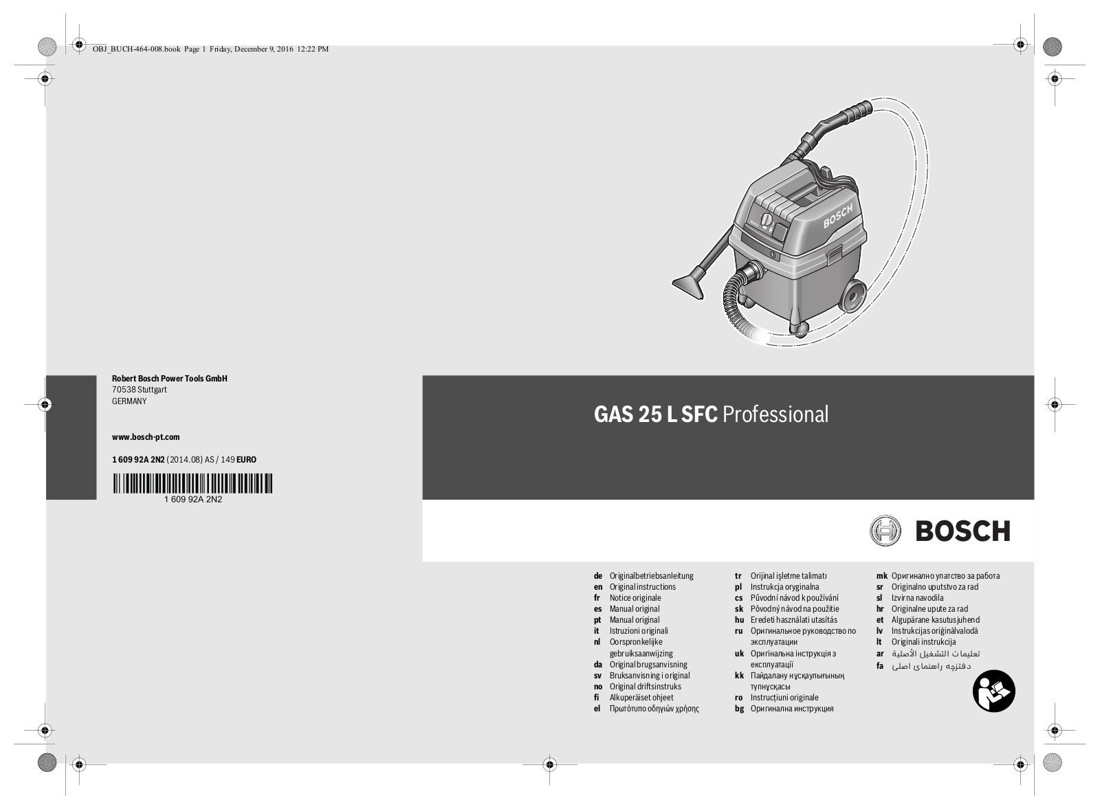 Bosch GAS 25 L SFC Operating Instructions