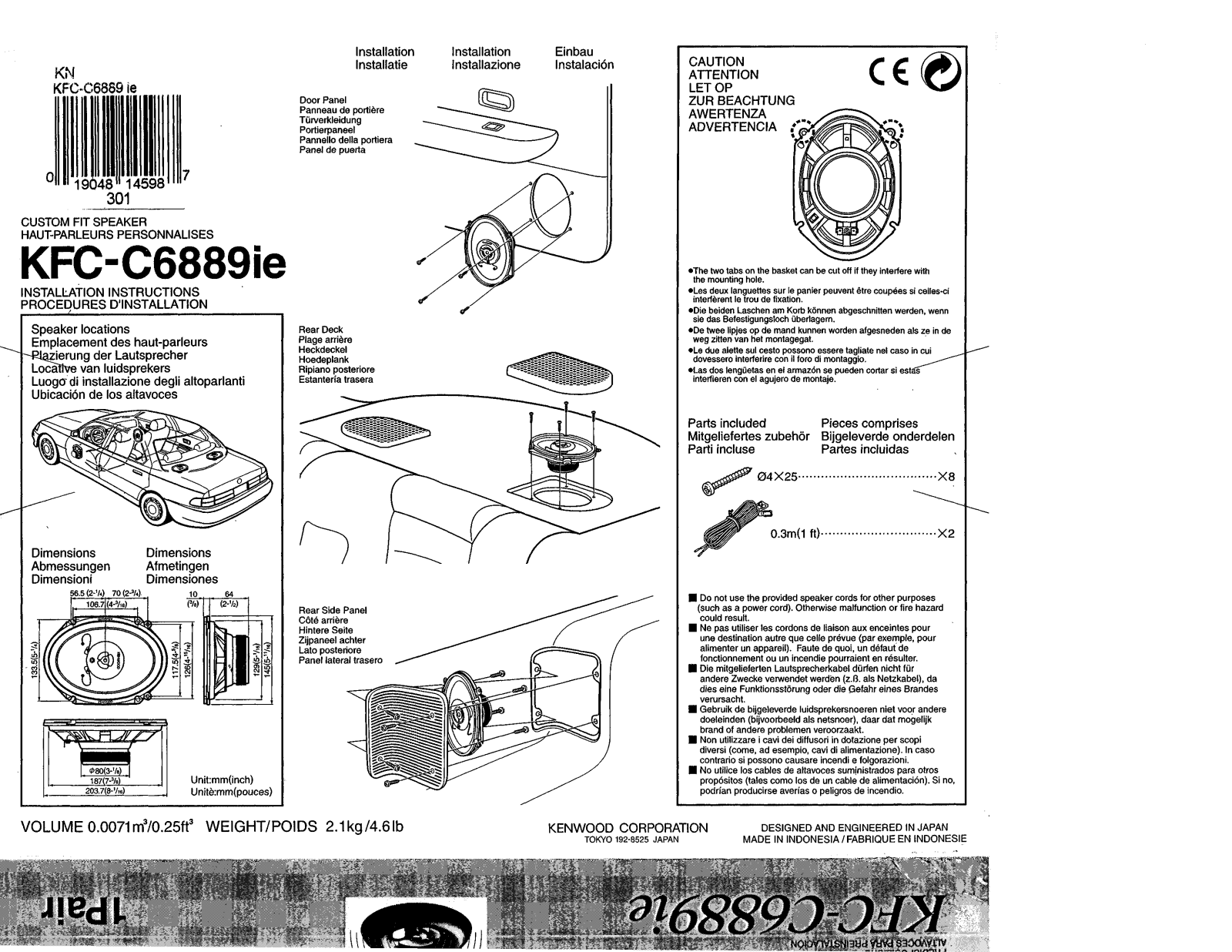 Kenwood KFC-C6889ie Owner's Manual