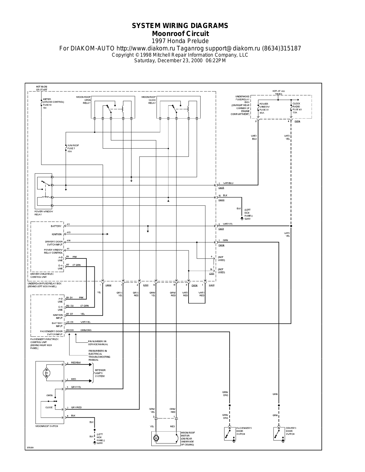 Honda Prelude 1997-1999 Wire Diagrams  17503