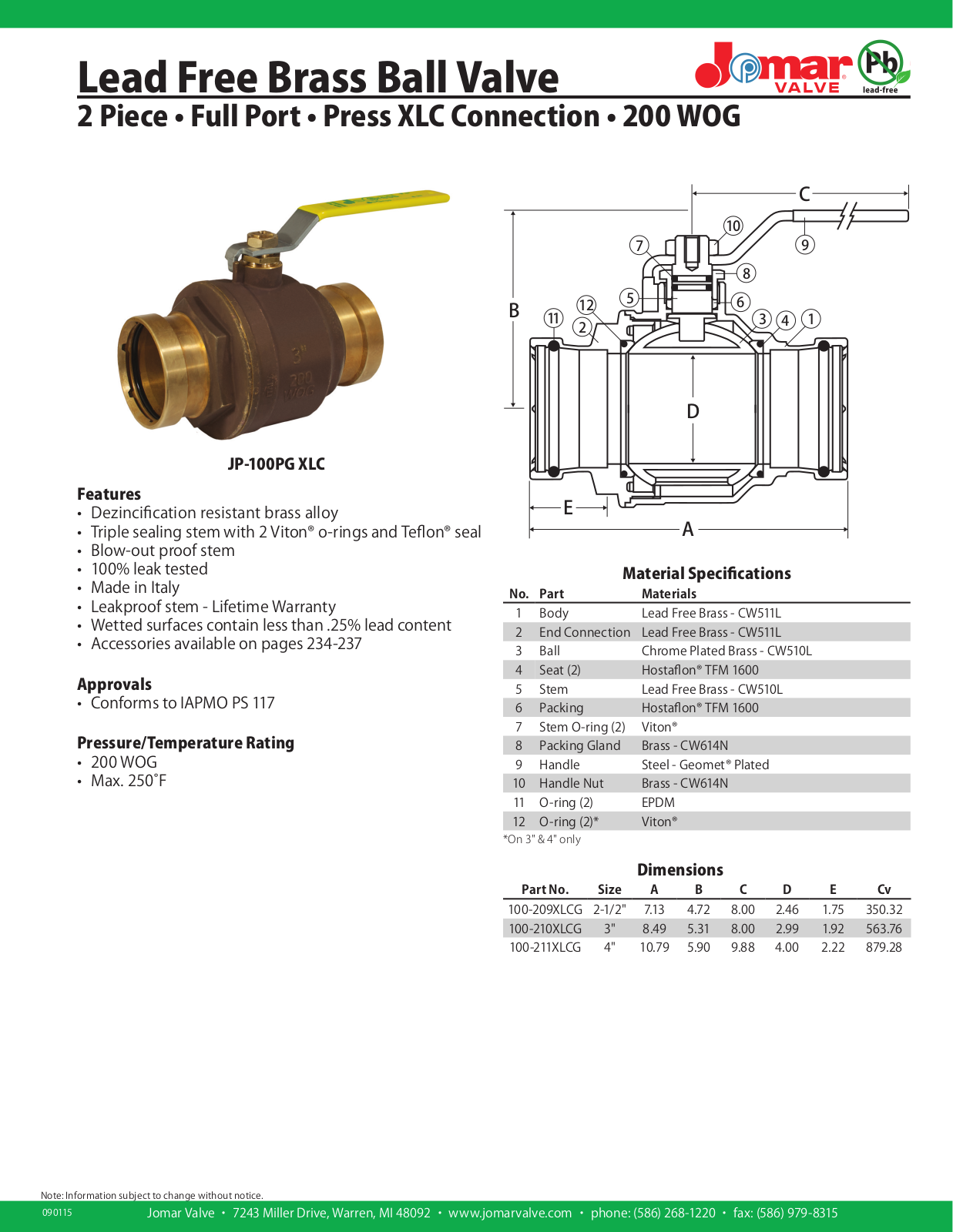 Jomar JP-100PG XLC User Manual