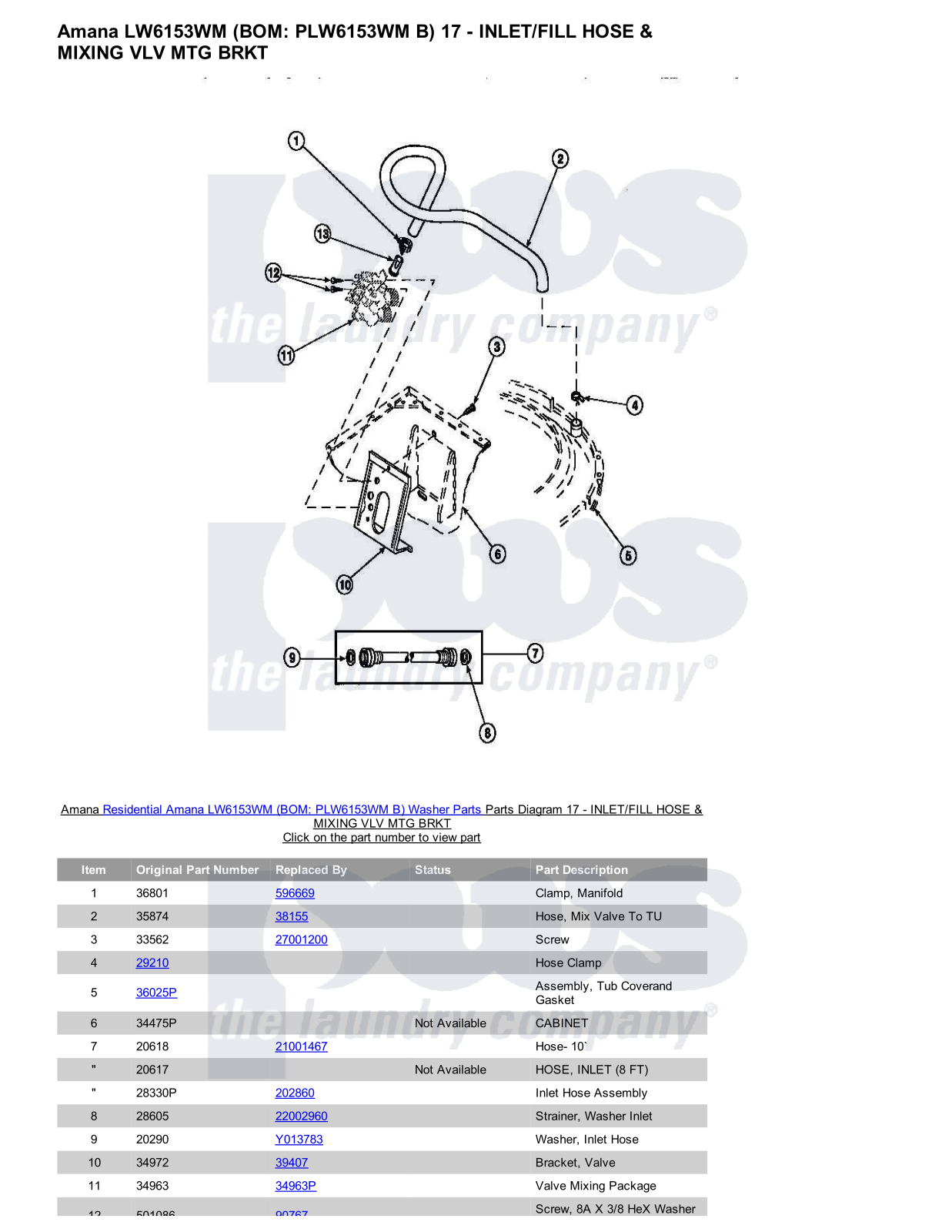 Amana LW6153WM Parts Diagram