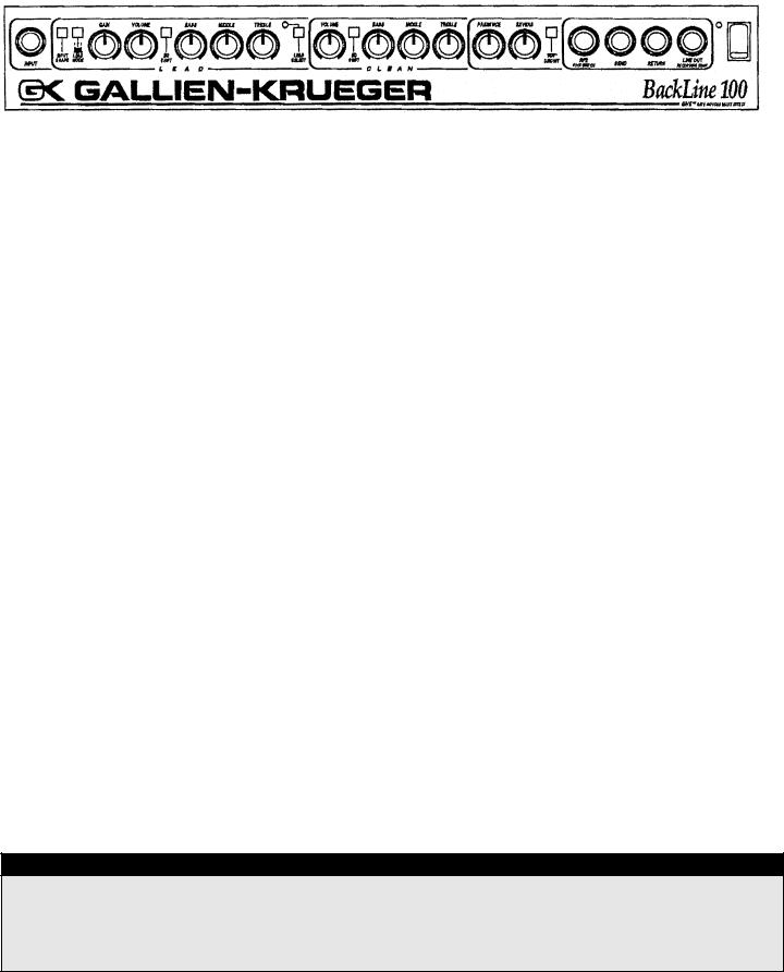 Gallien-krueger Backline100 Manual