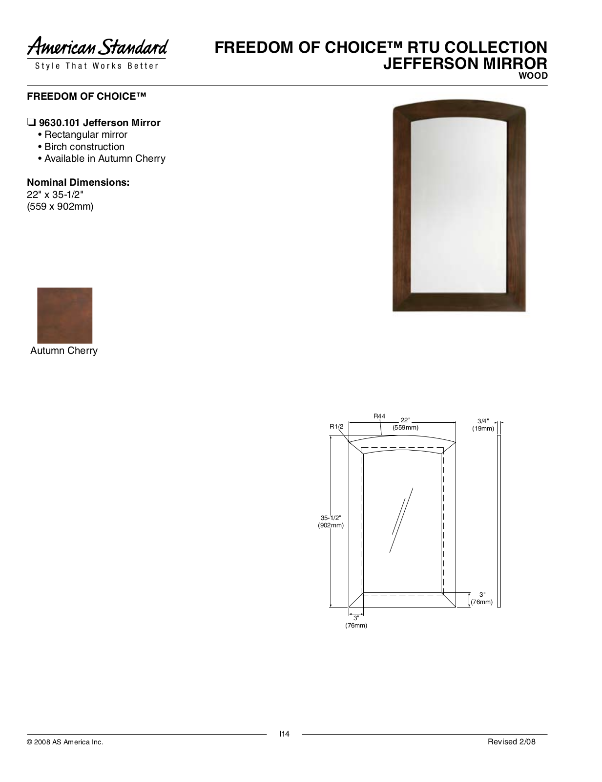 American Standard 9630.101 User Manual