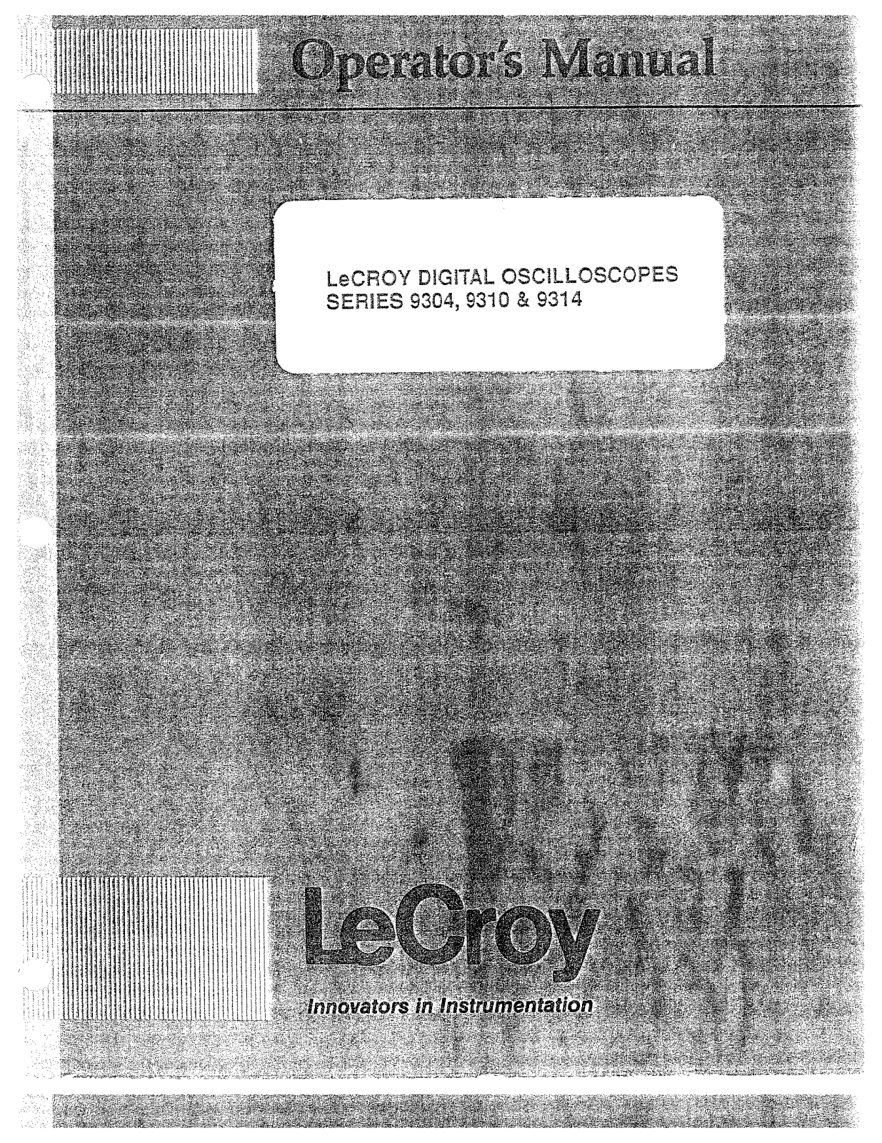 Lecroy 9304, 9310, 9314 Operation