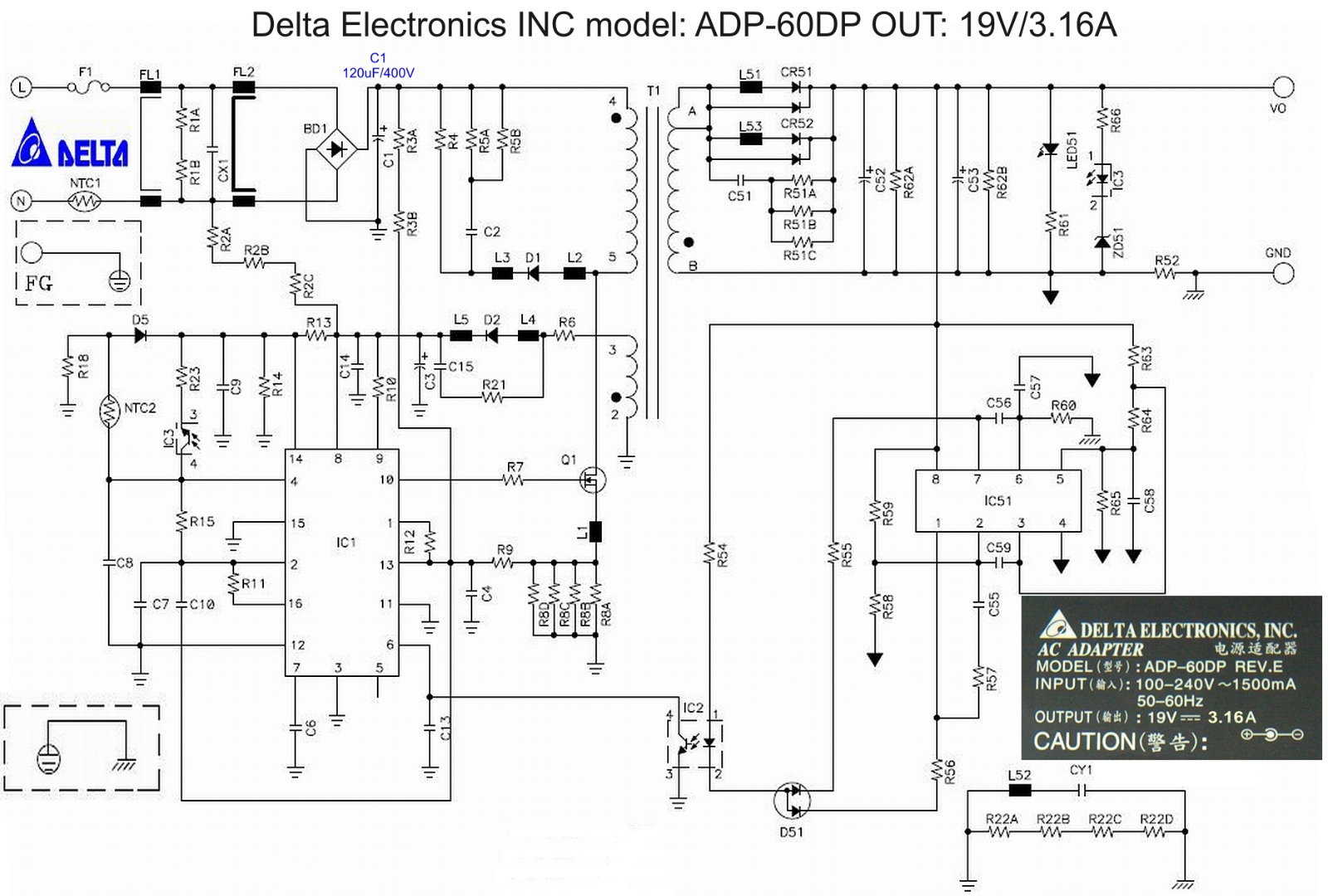 Delta ADP-60DP Schematic