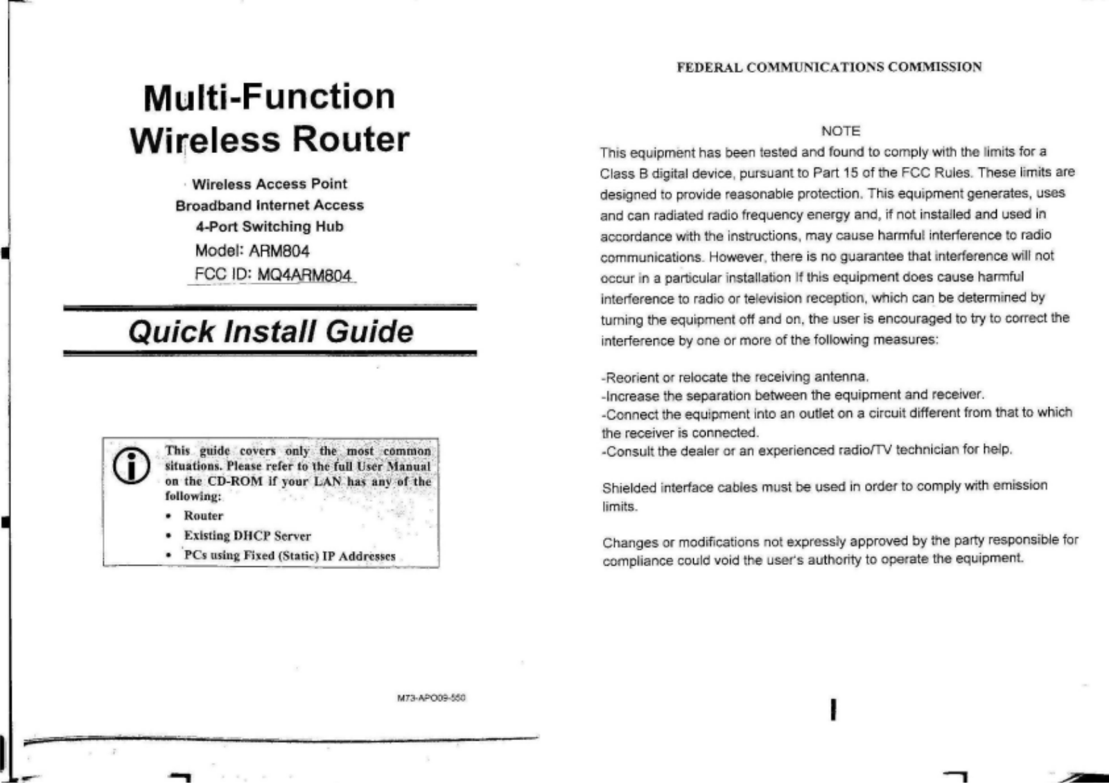 Abocom Systems ARM804 Instal Guide