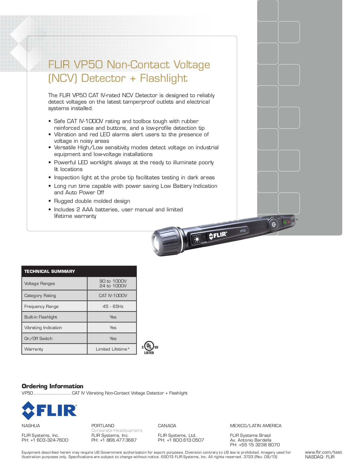 FLIR VP50 Specifications