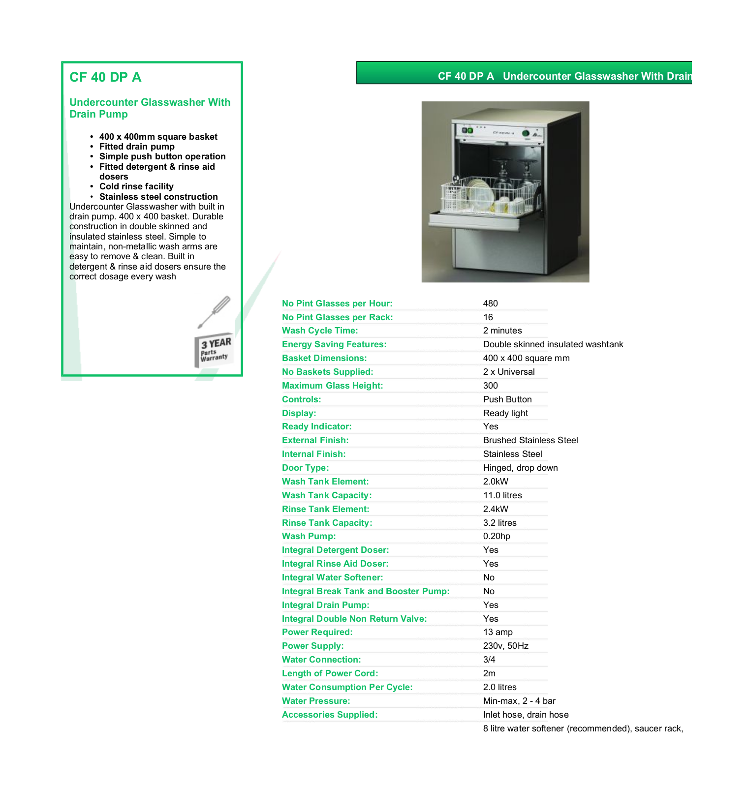 Valera CF 40 DP A DATASHEET