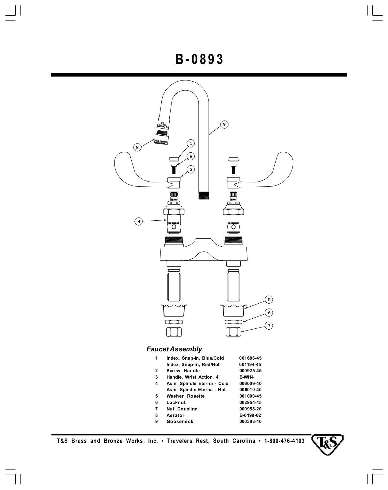 T & S Brass & Bronze Works B-0893 Part Manual