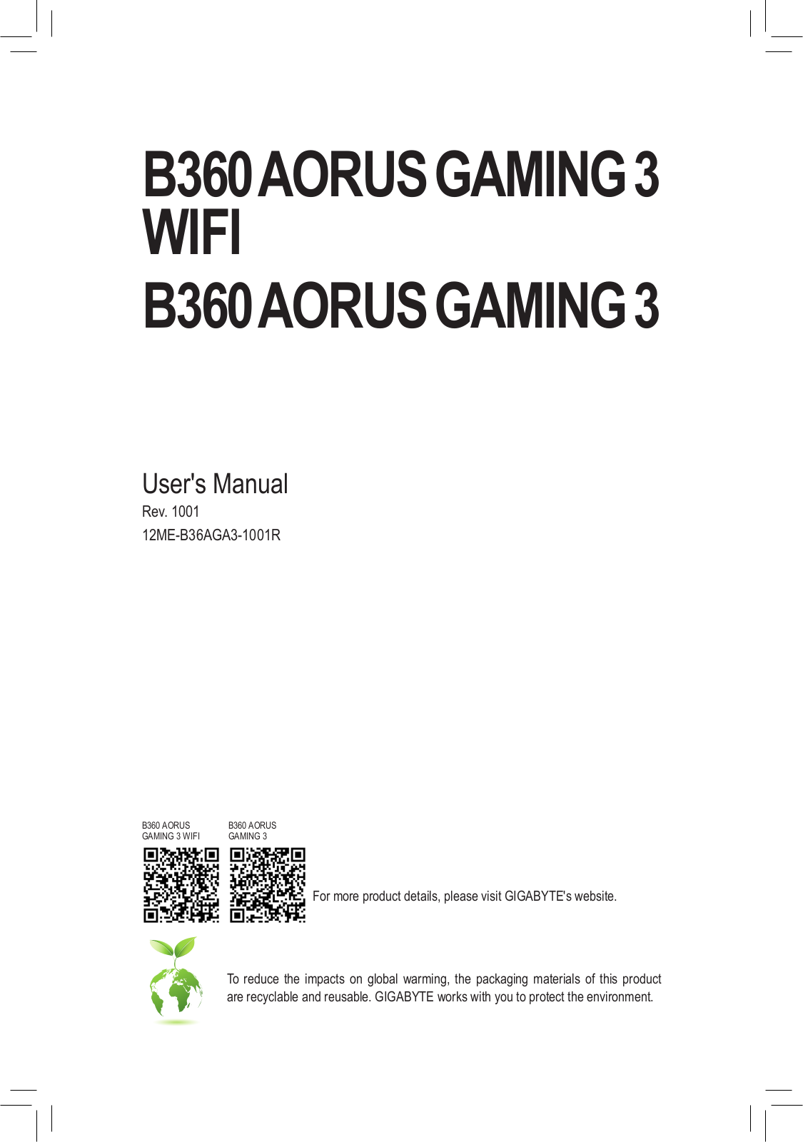 Gigabyte B360 Aorus Gaming 3 WIFI operation manual