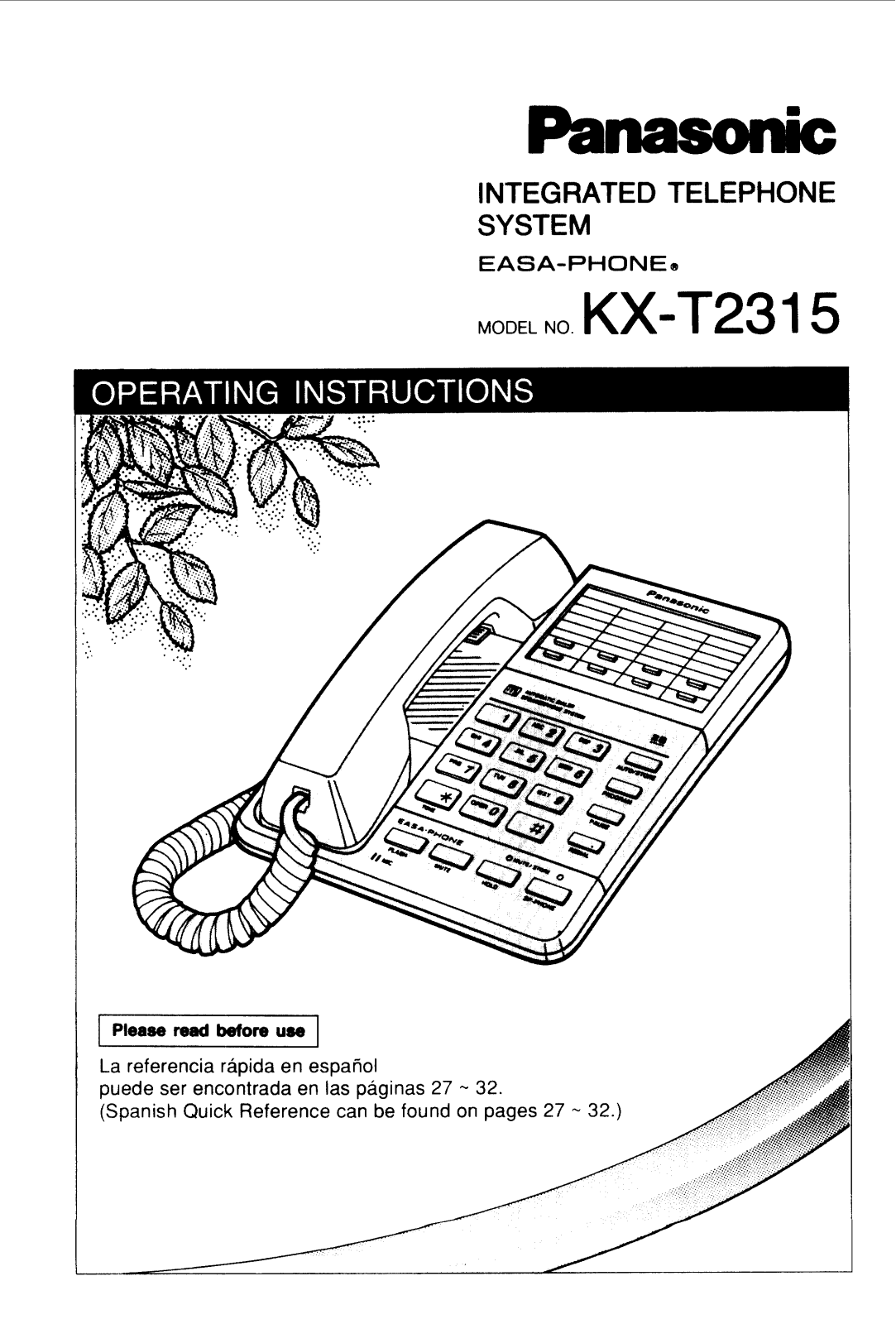 Panasonic kx-t2315 Operation Manual