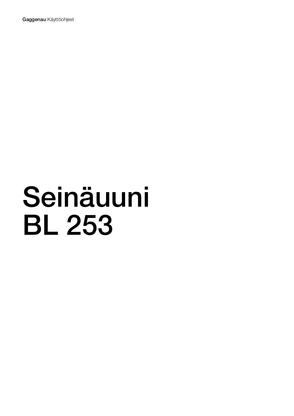 Gaggenau BL253110 User Manual