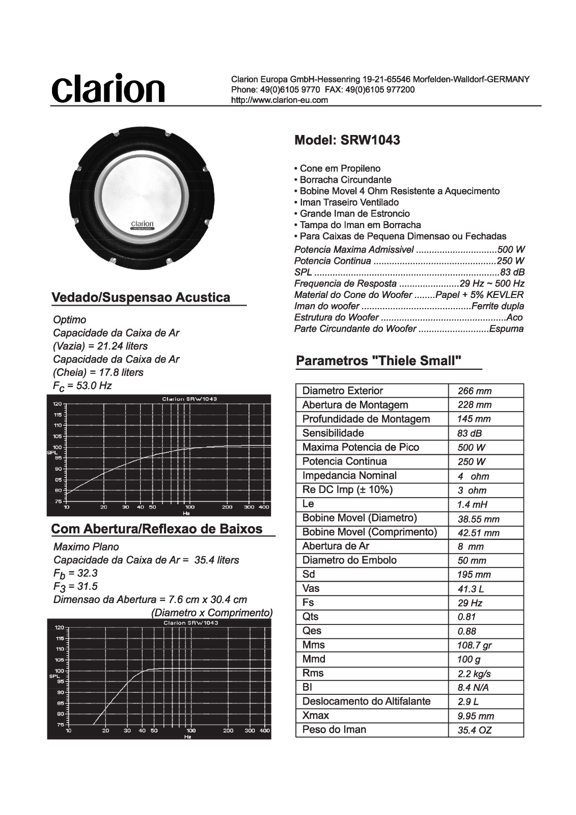 Clarion SRW1043 DATASHEET