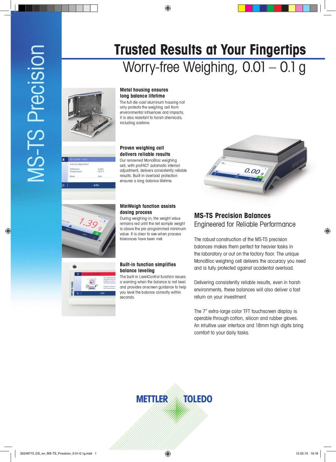 Mettler Toledo MS4002TSDR, MS4002TS, MS403TS, MS3002TS, MS303TS Data Sheet