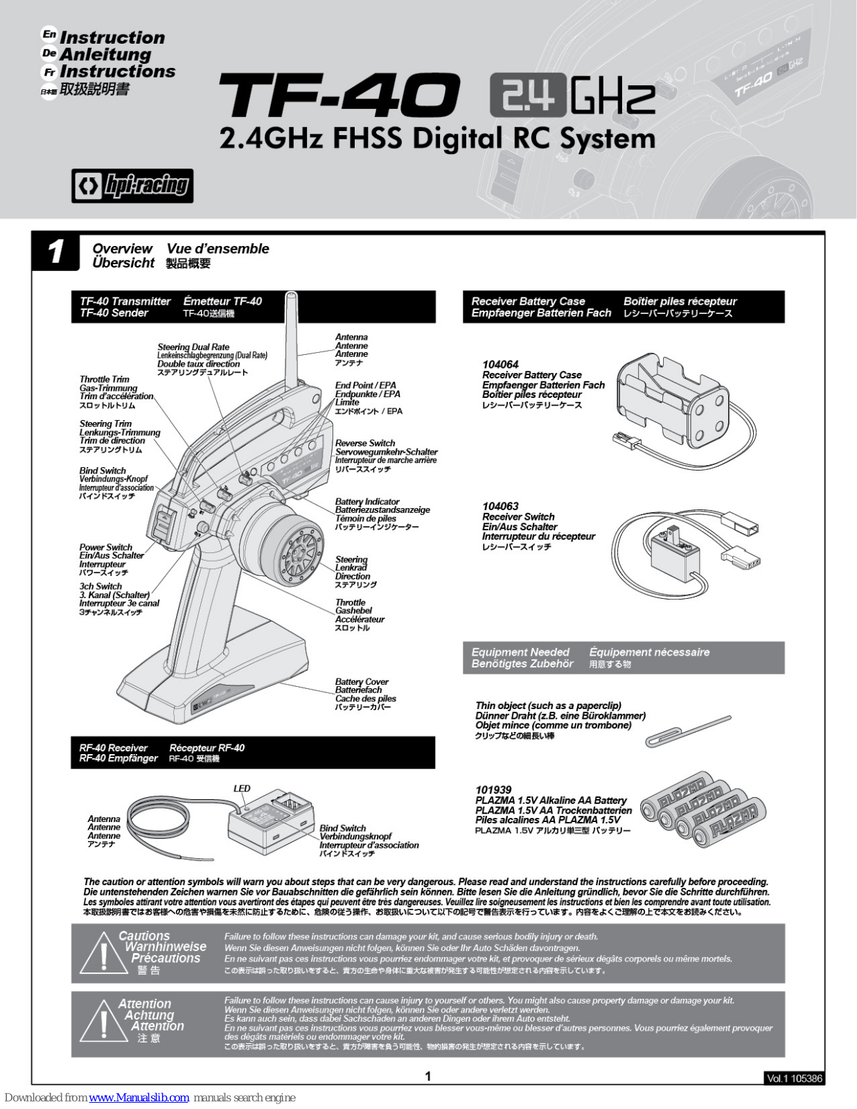 HPI Racing TF-40 Instruction Manual