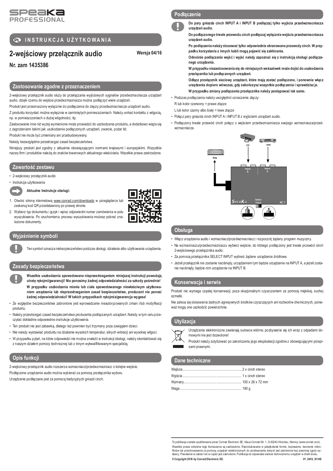 SpeaKa Professional 1435386 Instructions