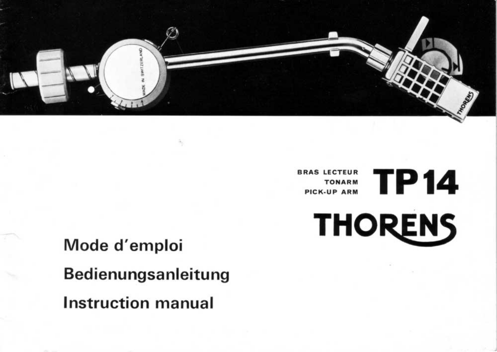Thorens TP-14 Owners manual