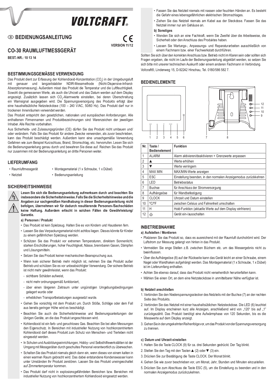 VOLTCRAFT CO-30 User guide