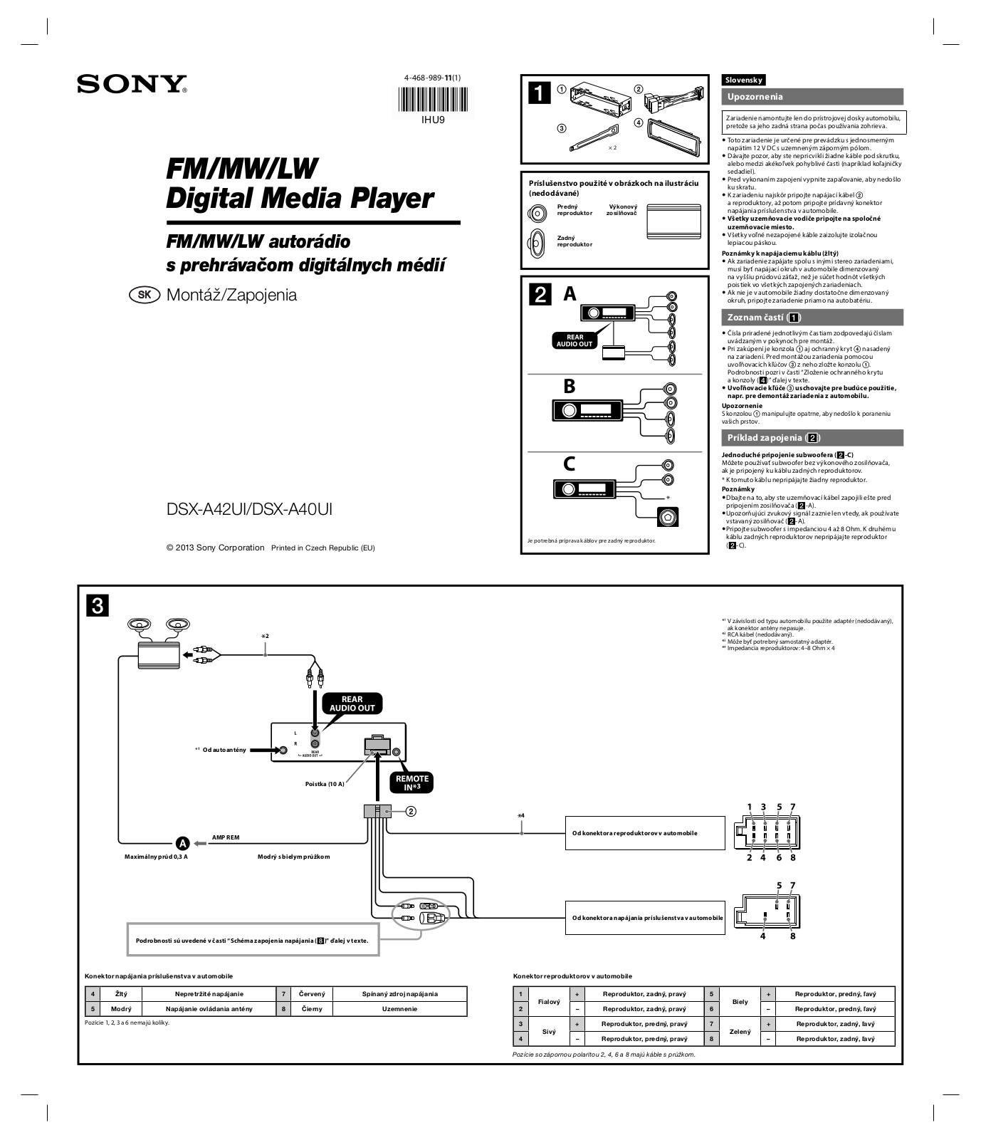 Sony DSX-A42UI, DSX-A40UI Installation guide