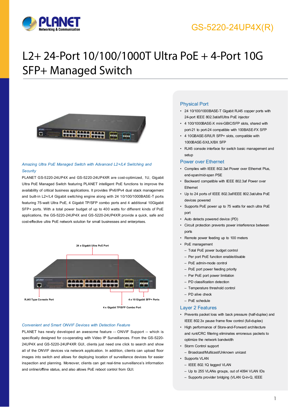 Planet GS-5220-24UP4X Technical data