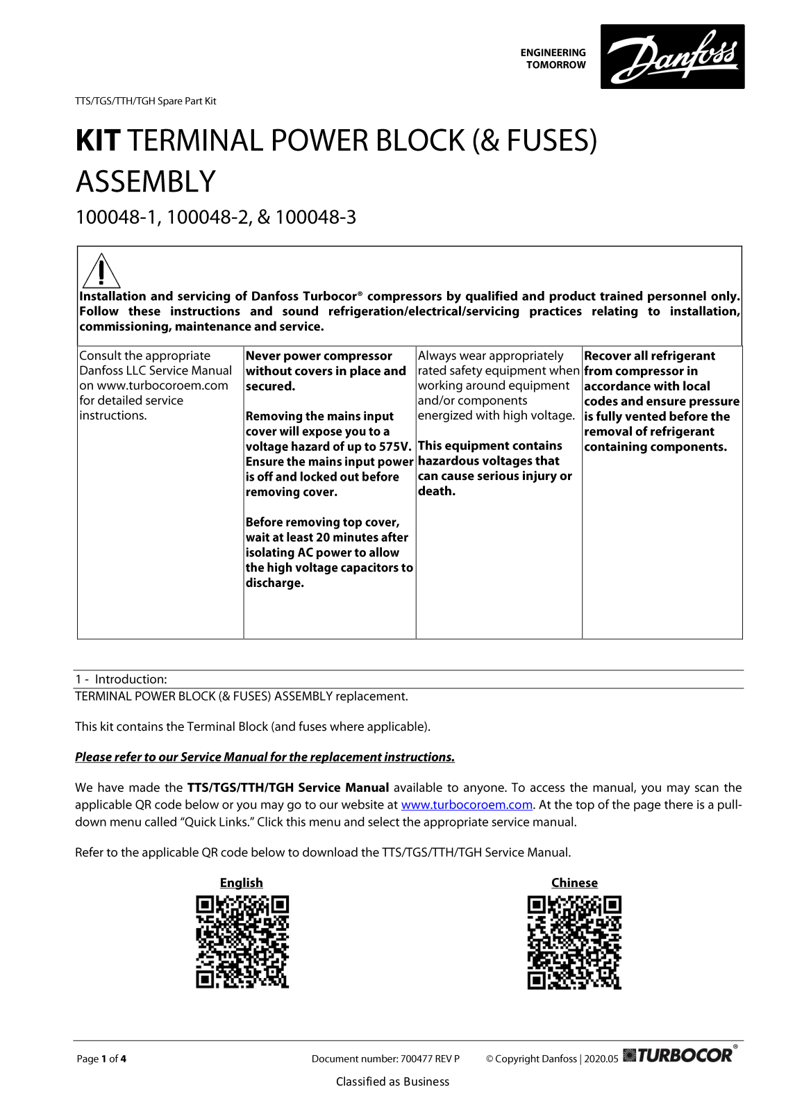 Danfoss 100048-1, 100048-2, 100048-3 Service guide