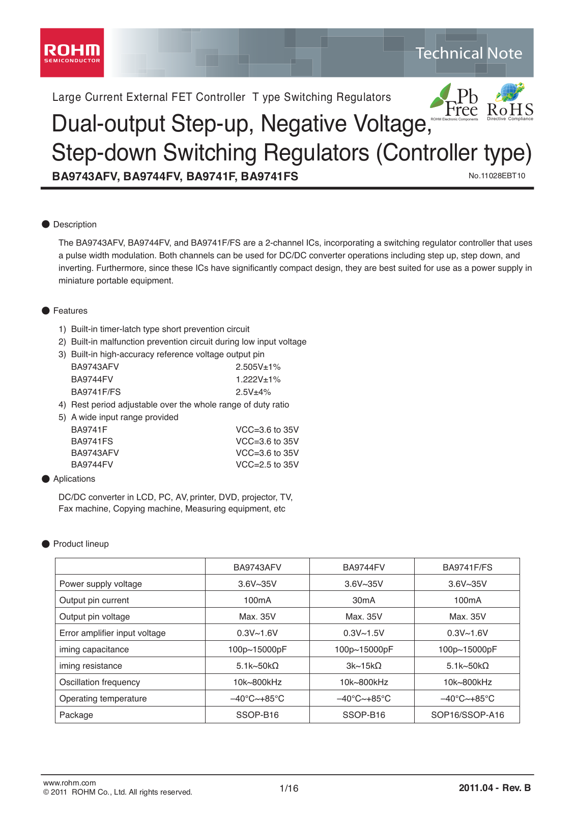 ROHM BA9744FV Technical data