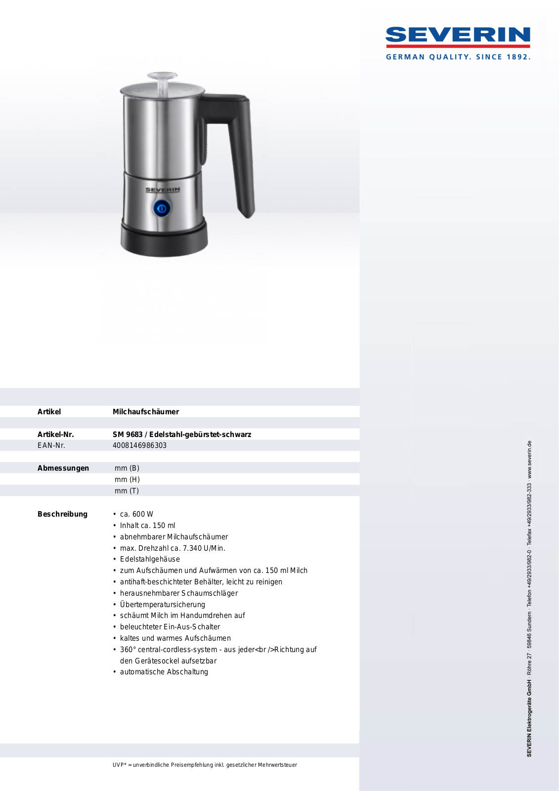 Severin SM 9683 User Manual