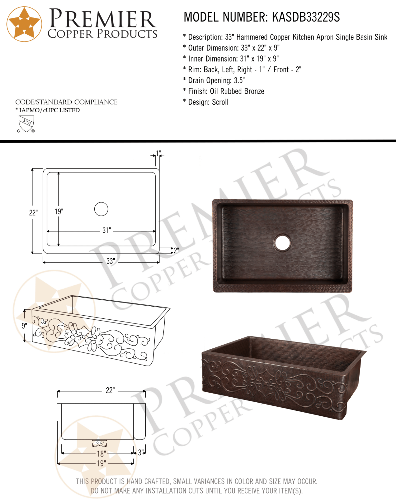Premier Copper Products IER1508 Specifications - ManualMachine.com