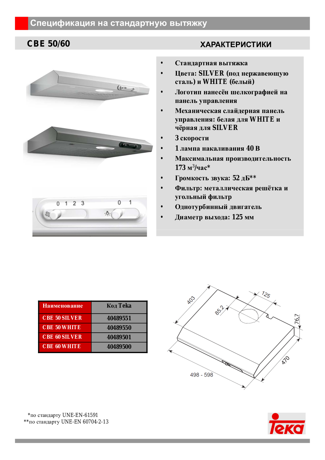 Teka CBE 50 User Manual