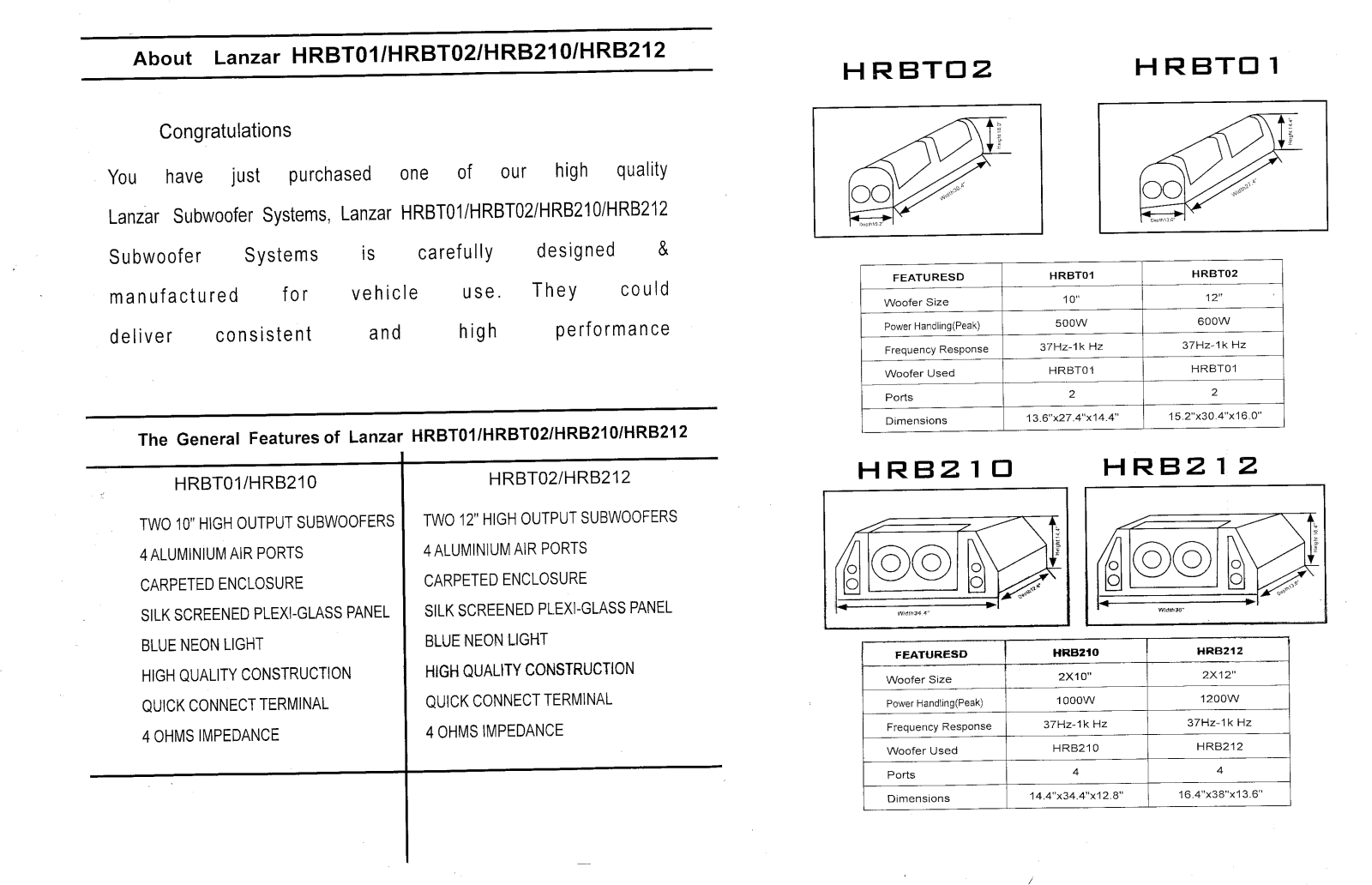 Lanzar HRBT02 Instruction Manual