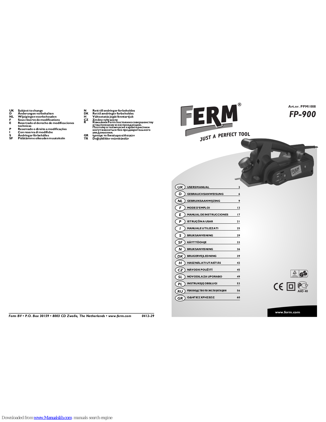 Ferm FP-900 User Manual