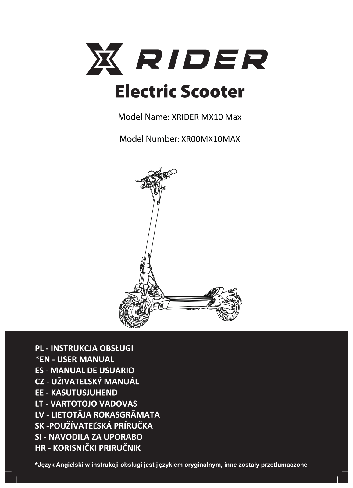 XRIDER MX10 Max, XR00MX10MAX User guide - ManualMachine.com