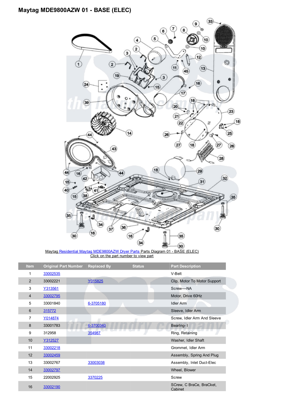 Maytag MDE9800AZW Parts Diagram