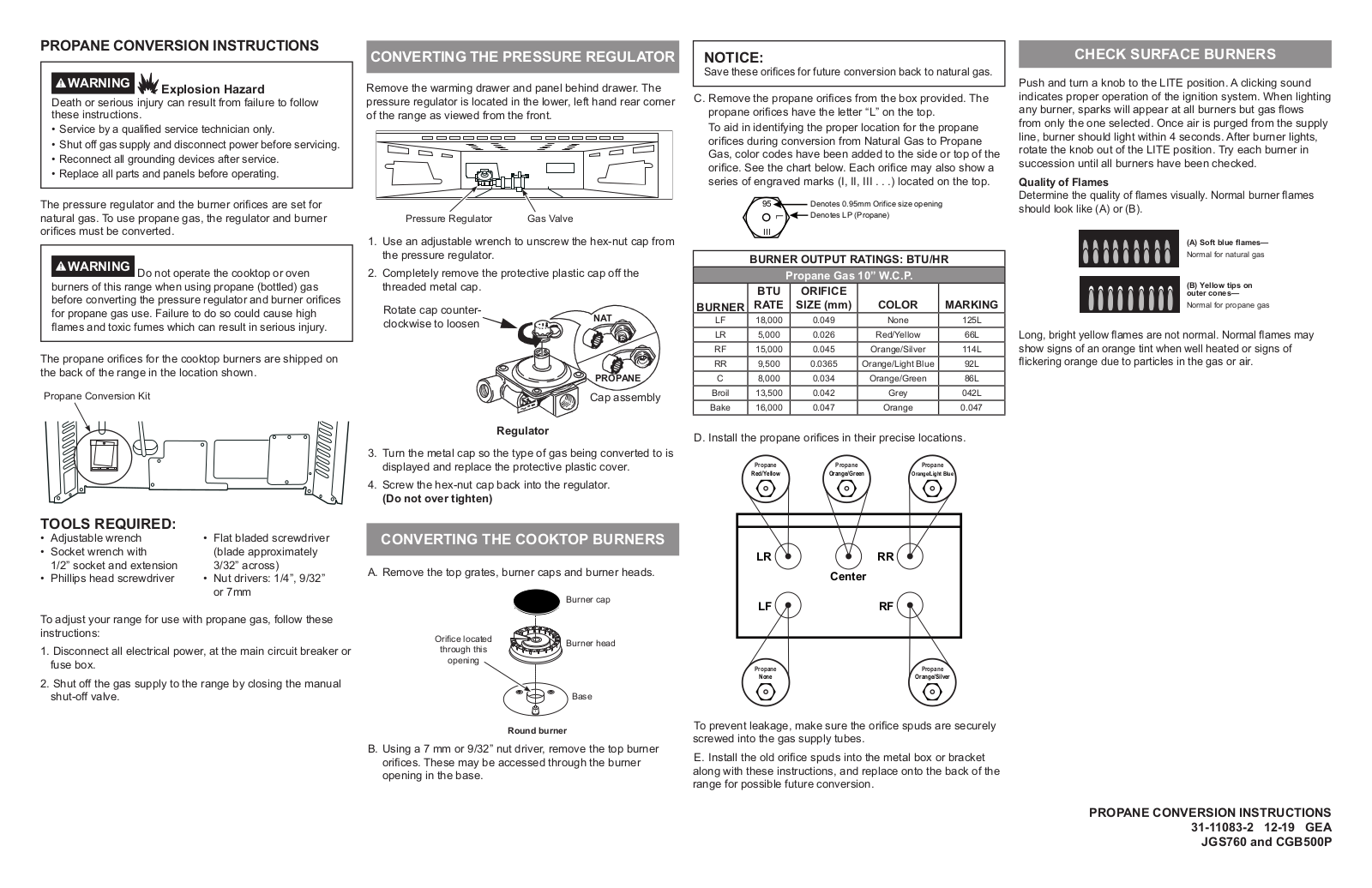 GE JGS760DPBB, JGS760FPDS LP Conversion Kit