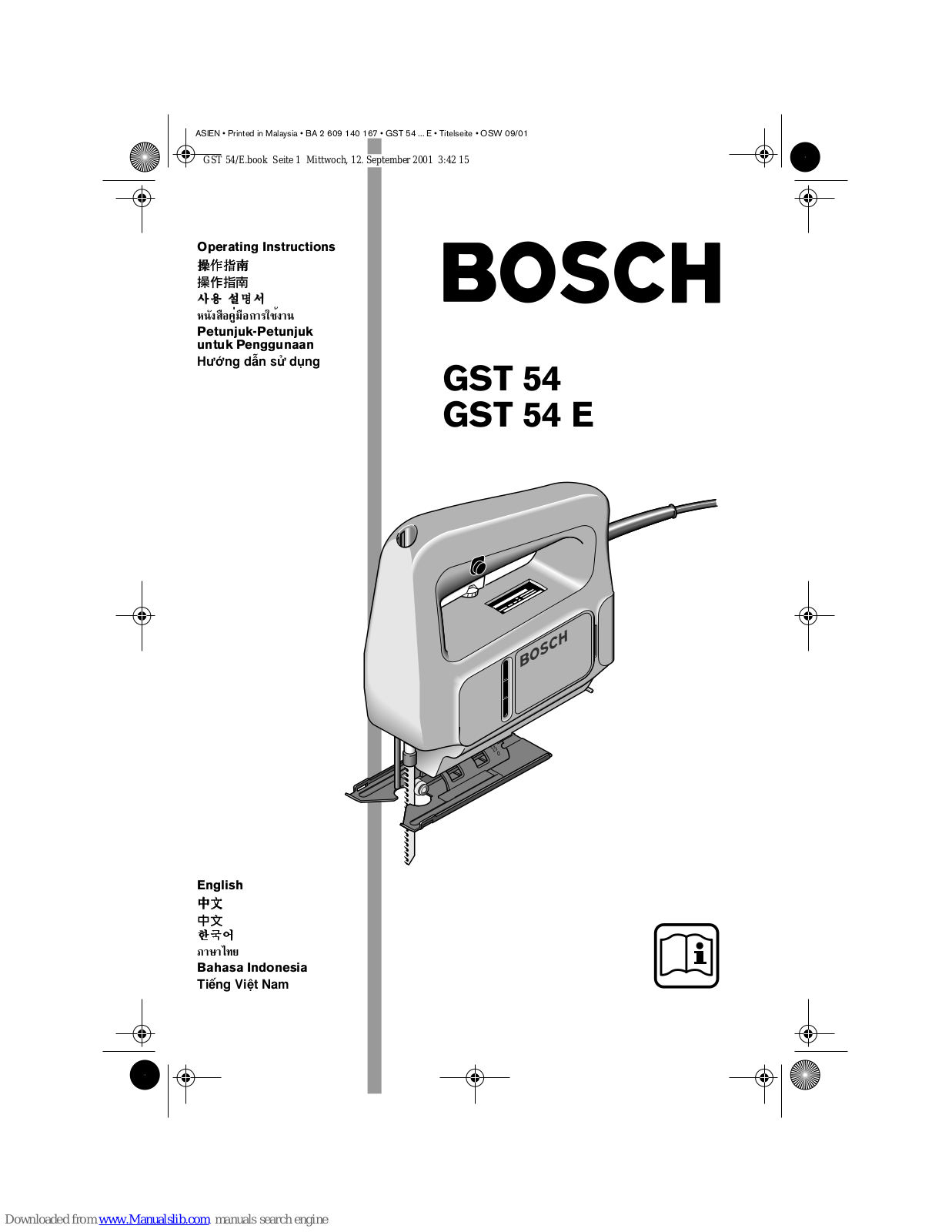 Bosch GST 54, GST 54 E Operating Instructions Manual